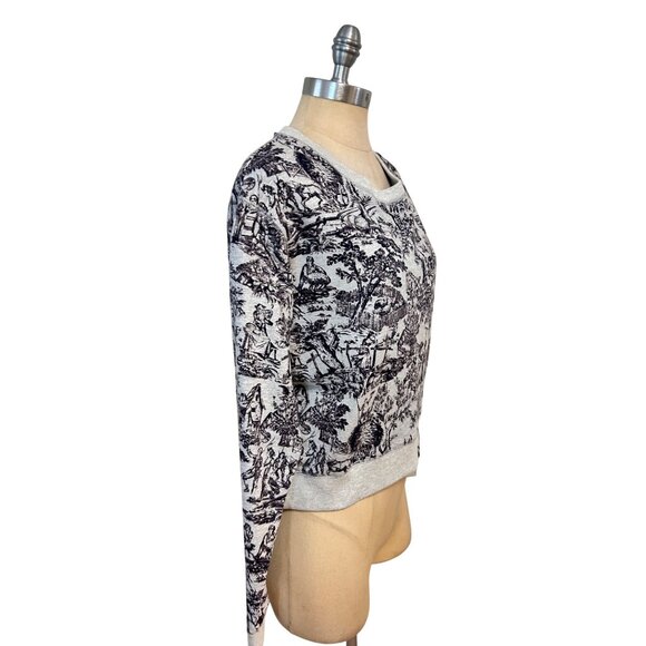 J.Crew Cropped Toile Print Sweatshirt Gray/Black Small  NWT - Picture 5 of 8